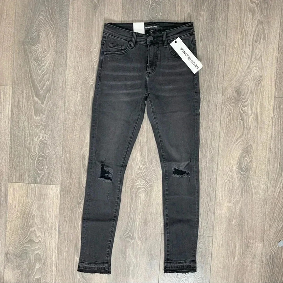 Free people Neon Blonde Skinny Jeans Blondie Black Distressed Denim High Waist - Picture 2 of 16